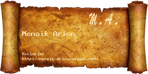 Mensik Arion névjegykártya